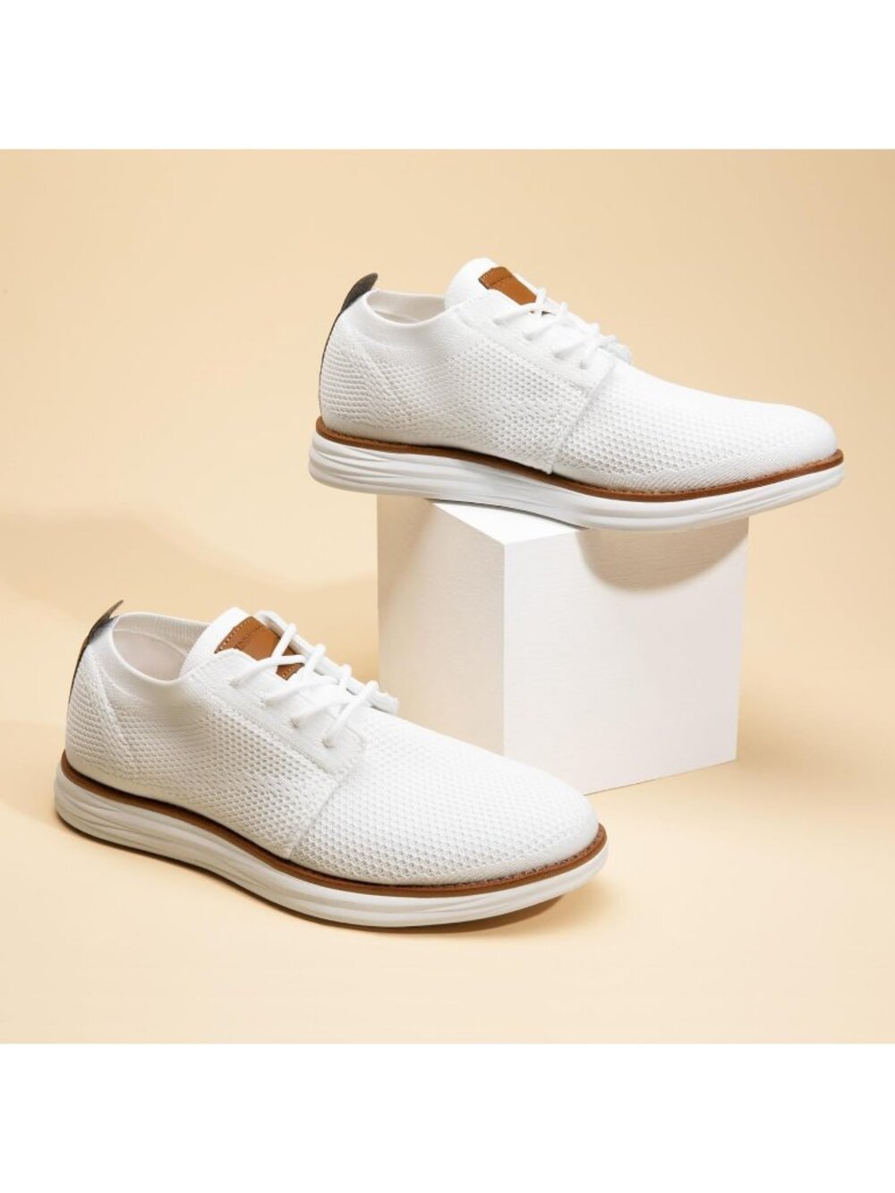 Bruno Marc Men's White Ethylene Vinyl Acetate Lace up Lightweight Sneakers - Picture 6 of 7